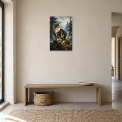 Affiche Chat norvégien – Forêt brumeuse dans une entrée ou un couloir - Art Virtuoso