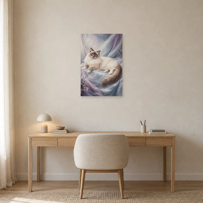 Affiche Chat Ragdoll – Drapés de brume dans un bureau - Art Virtuoso
