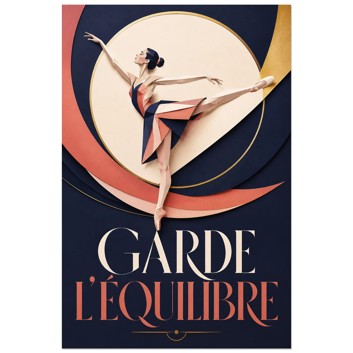 Ballerine aux bras ouverts sur bleu nuit, affiche 30 × 45 cm