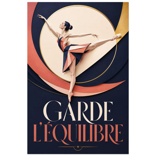 Ballerine aux bras ouverts sur bleu nuit, affiche 30 × 45 cm