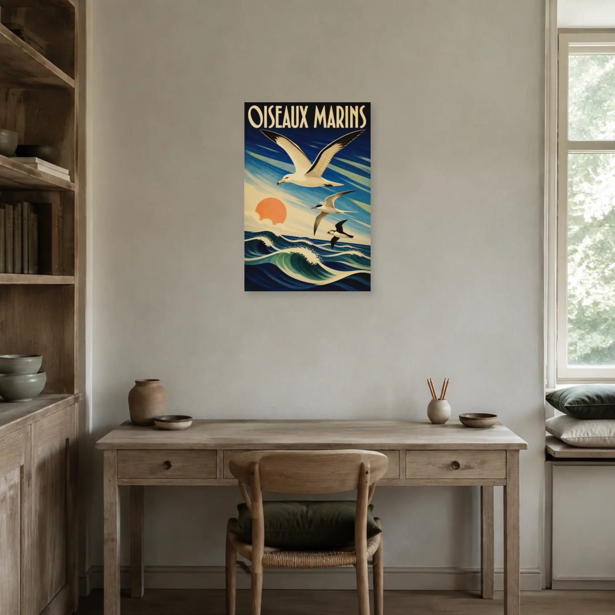 Affiche Oiseaux marins - Voyage vintage dans un bureau - Art Virtuoso