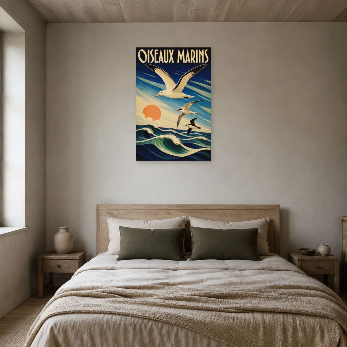 Affiche Oiseaux marins - Voyage vintage dans une chambre - Art Virtuoso