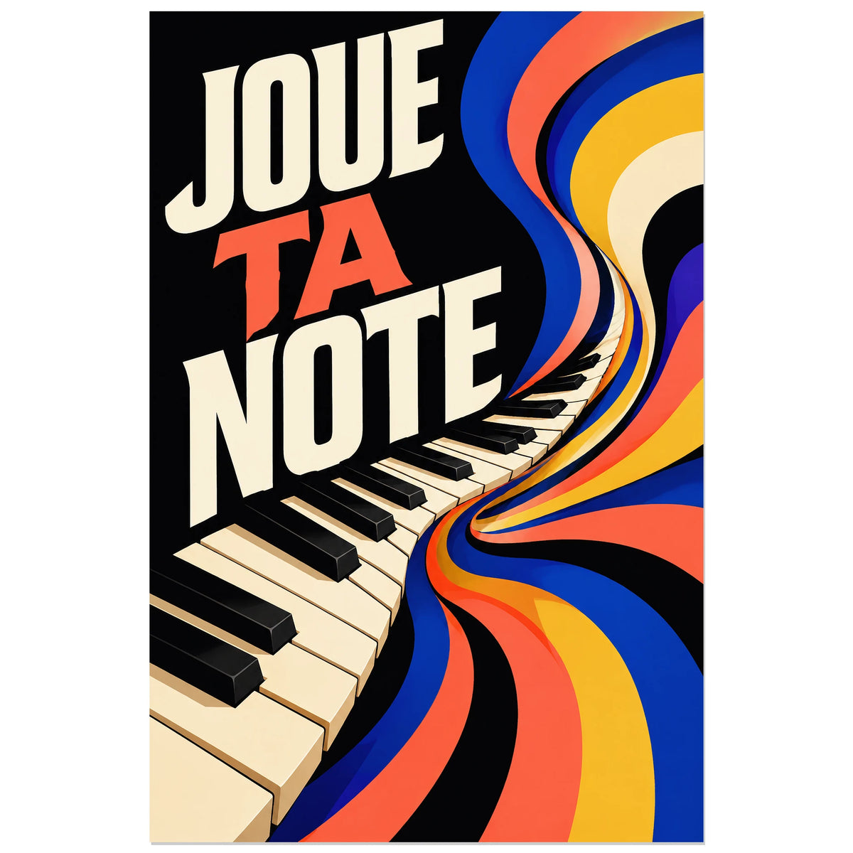 Touches de piano et bandes corail et jaunes, affiche 40 × 60 cm