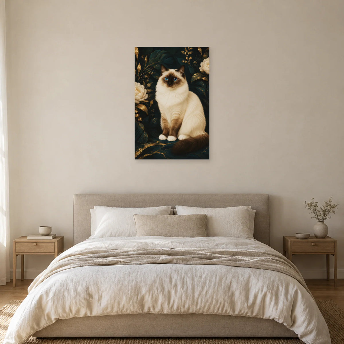 Affiche Sacré de Birmanie – Regard saphir dans une chambre - Art Virtuoso