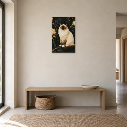 Affiche Sacré de Birmanie – Regard saphir dans une entrée ou un couloir - Art Virtuoso