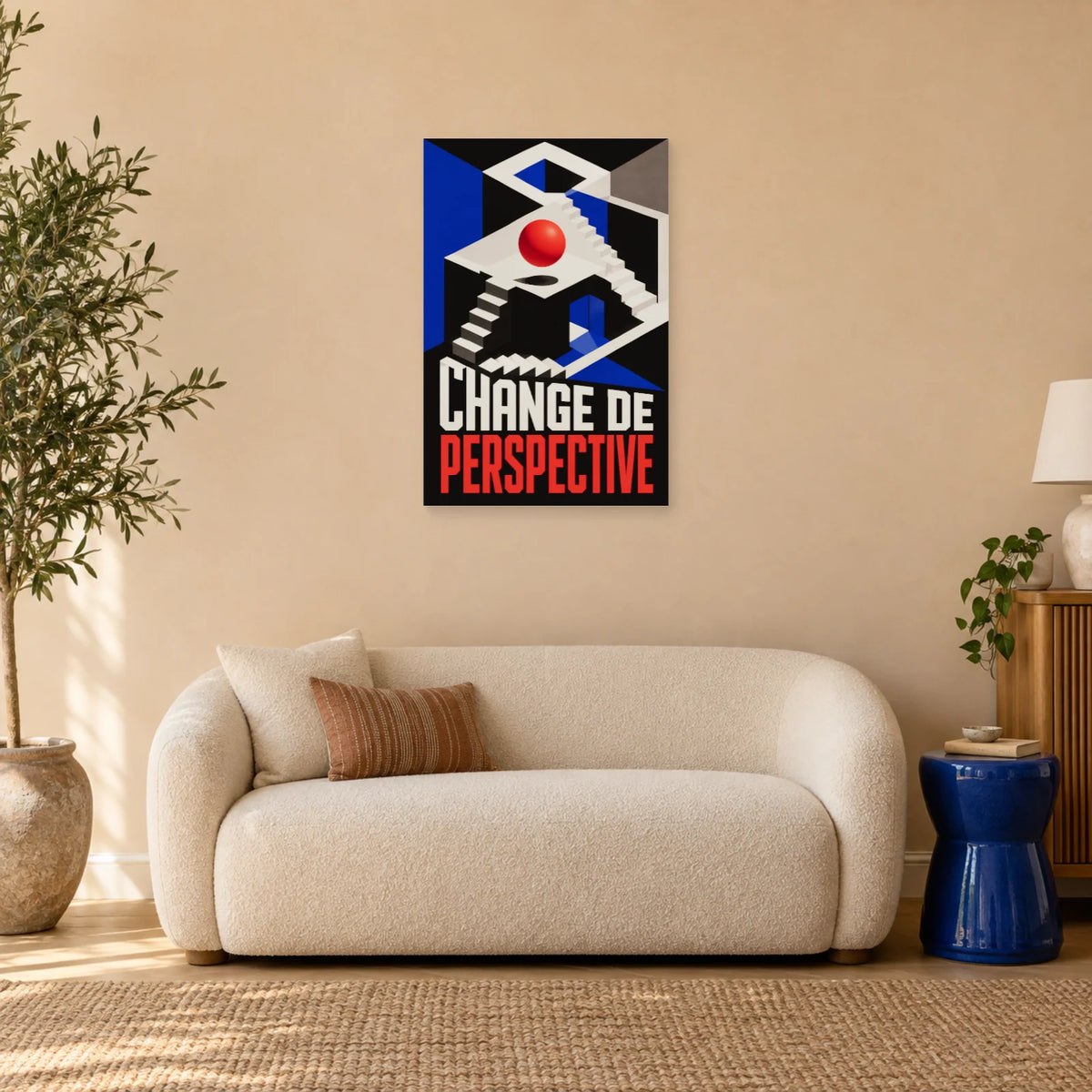 Affiche trompe-l’œil – Change de perspective dans un salon - Art Virtuoso