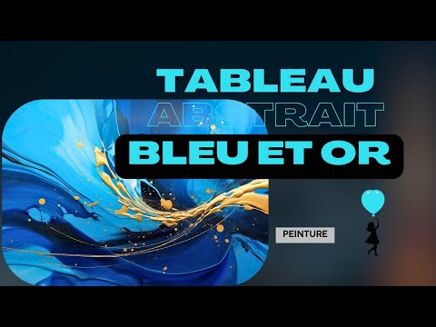 Tableau Abstrait Bleu et Or - Odyssée Visuelle Art Virtuoso