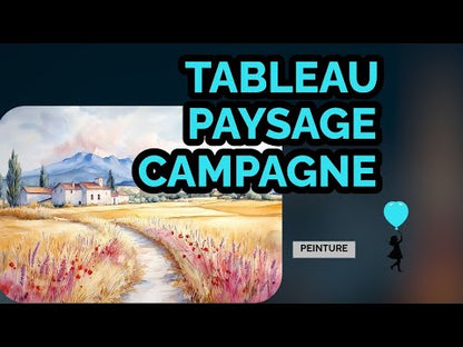 Peinture Aquarelle - Paysage Campagne Paisible