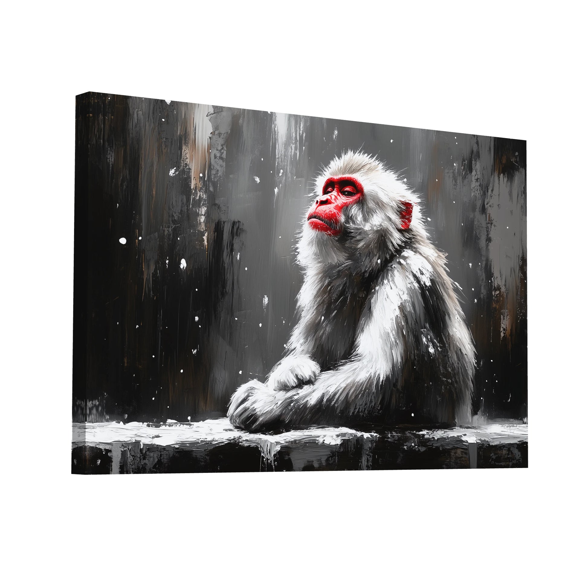 Product Hero 3D WebP Tableau Singe des Neiges - Japon Immaculé - Art Virtuoso