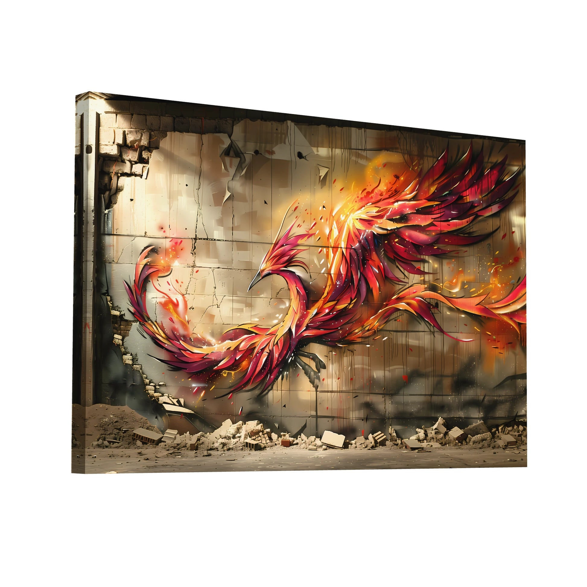 Product Hero 3D WebP Tableau Street Art sur Toile - Renaissance du Phénix - Art Virtuoso