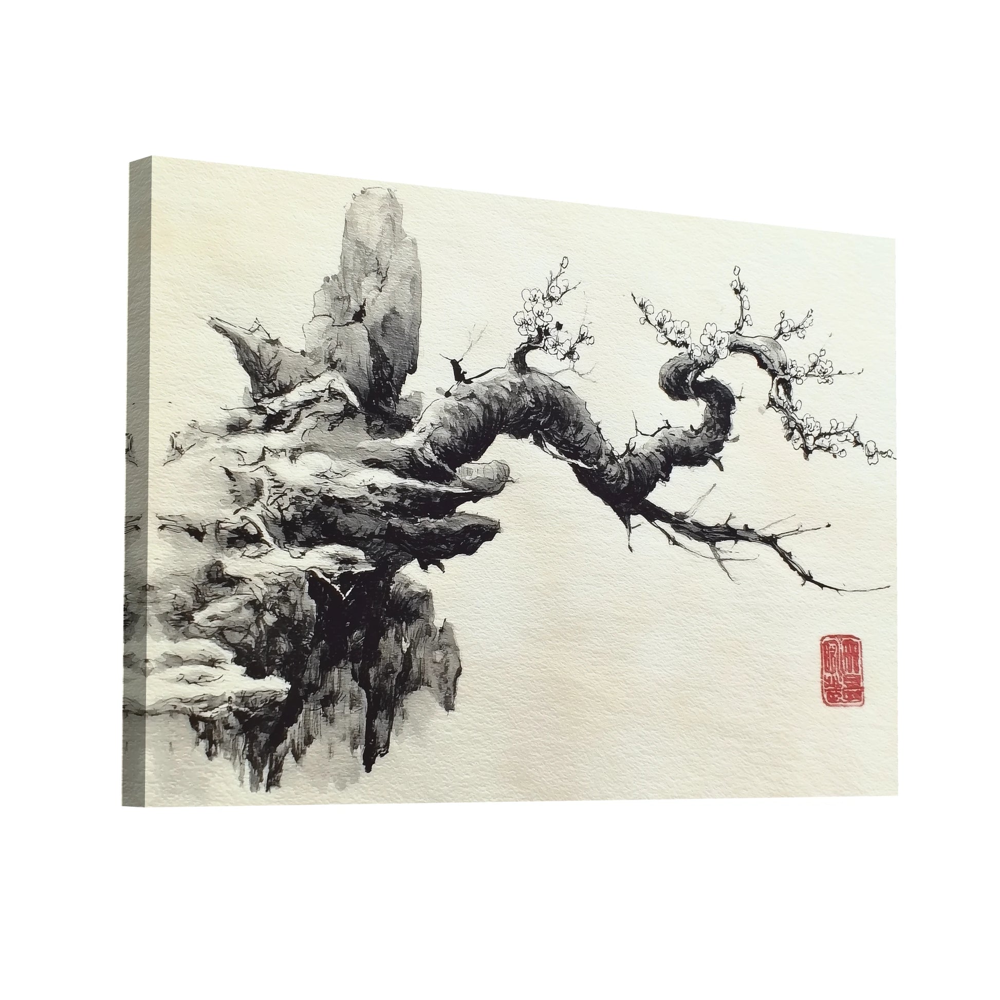 Product Hero 3D WebP Sumi e Branche de Prunier – Résilience délicate et floraison - Art Virtuoso