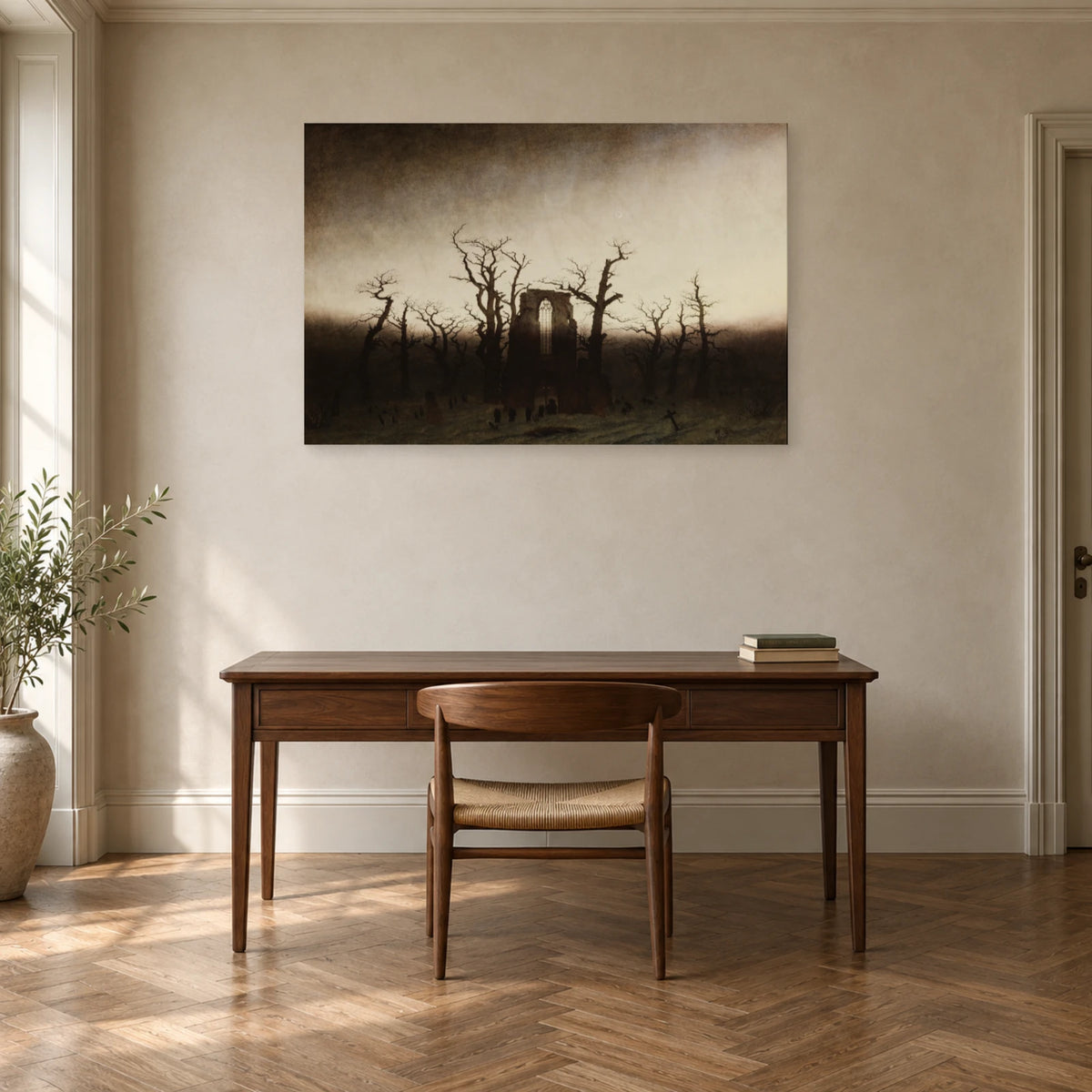 Tableau L’Abbaye dans une forêt de chênes de Friedrich dans un bureau - Art Virtuoso