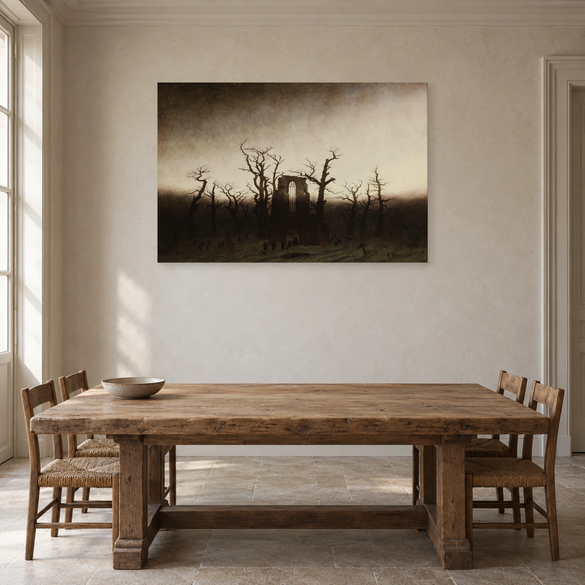 Tableau L’Abbaye dans une forêt de chênes de Friedrich dans une salle à manger - Art Virtuoso