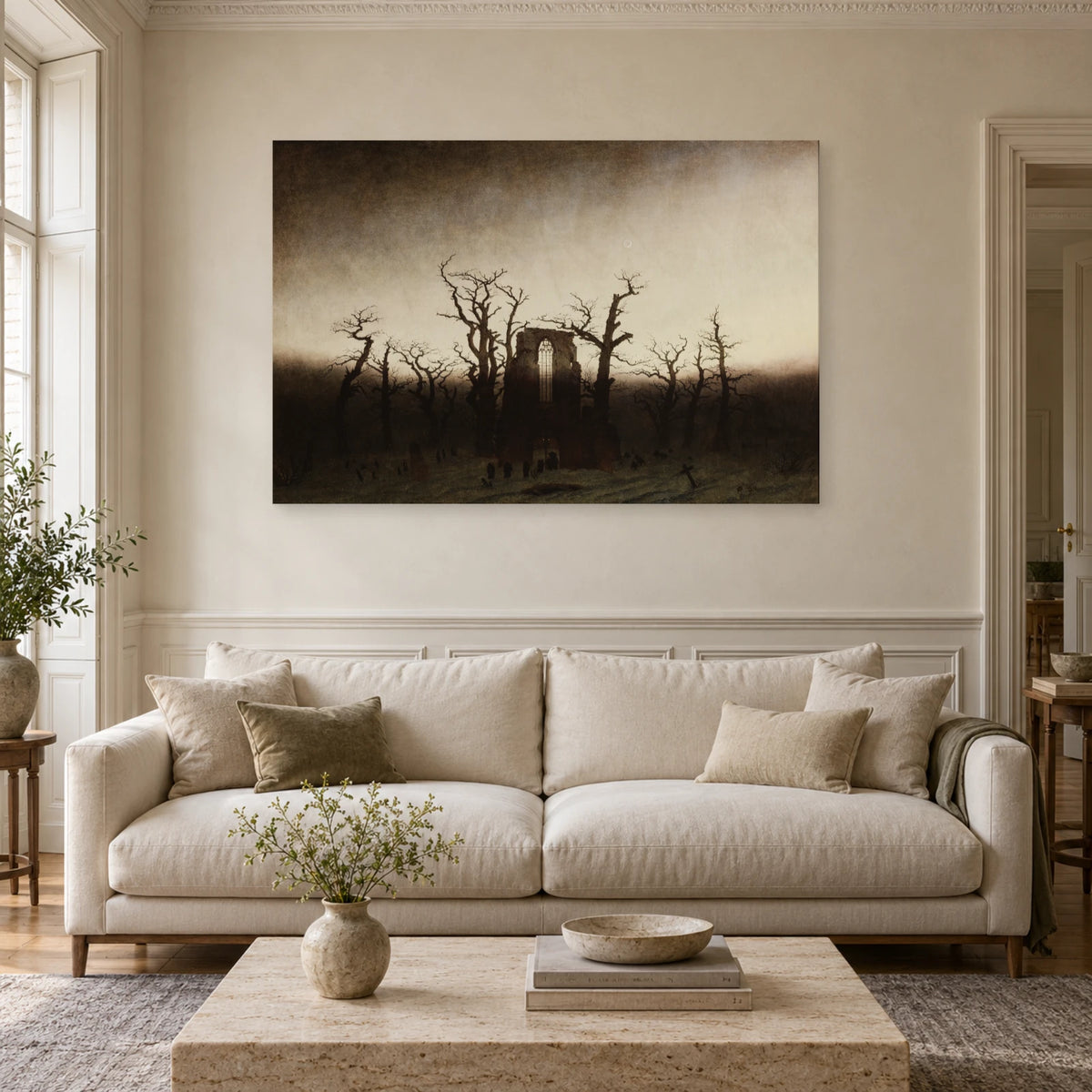 Tableau L’Abbaye dans une forêt de chênes de Friedrich dans un salon - Art Virtuoso