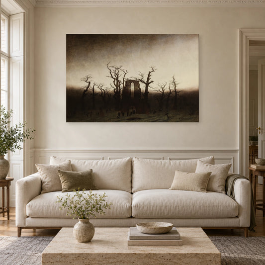 Tableau L’Abbaye dans une forêt de chênes de Friedrich dans un salon - Art Virtuoso