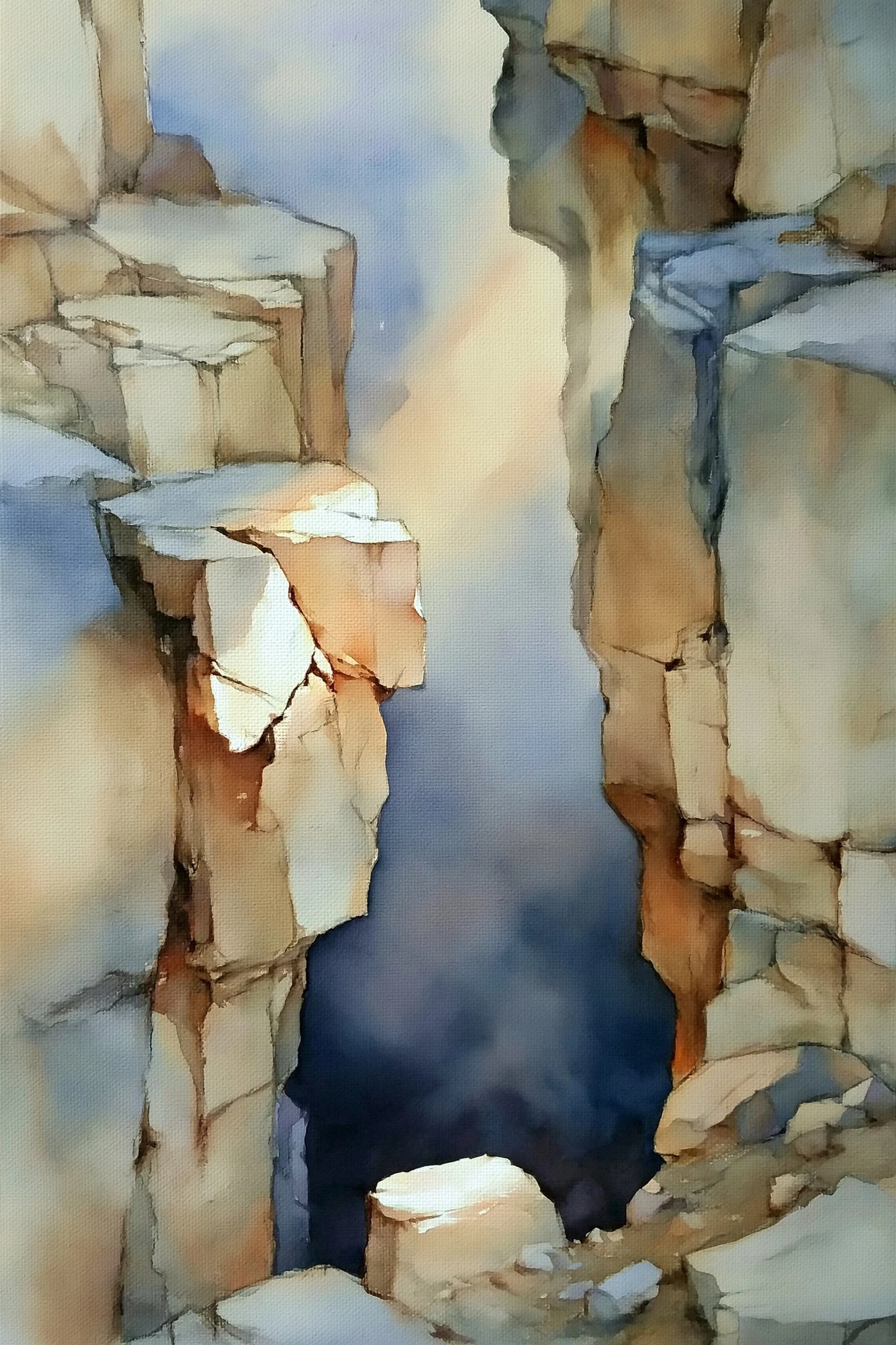 tableau abstrait géologique beige taupe en taille M