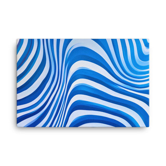 Tableau Abstrait Bleu et Blanc - Harmonie Op Art  Art Virtuoso XL  