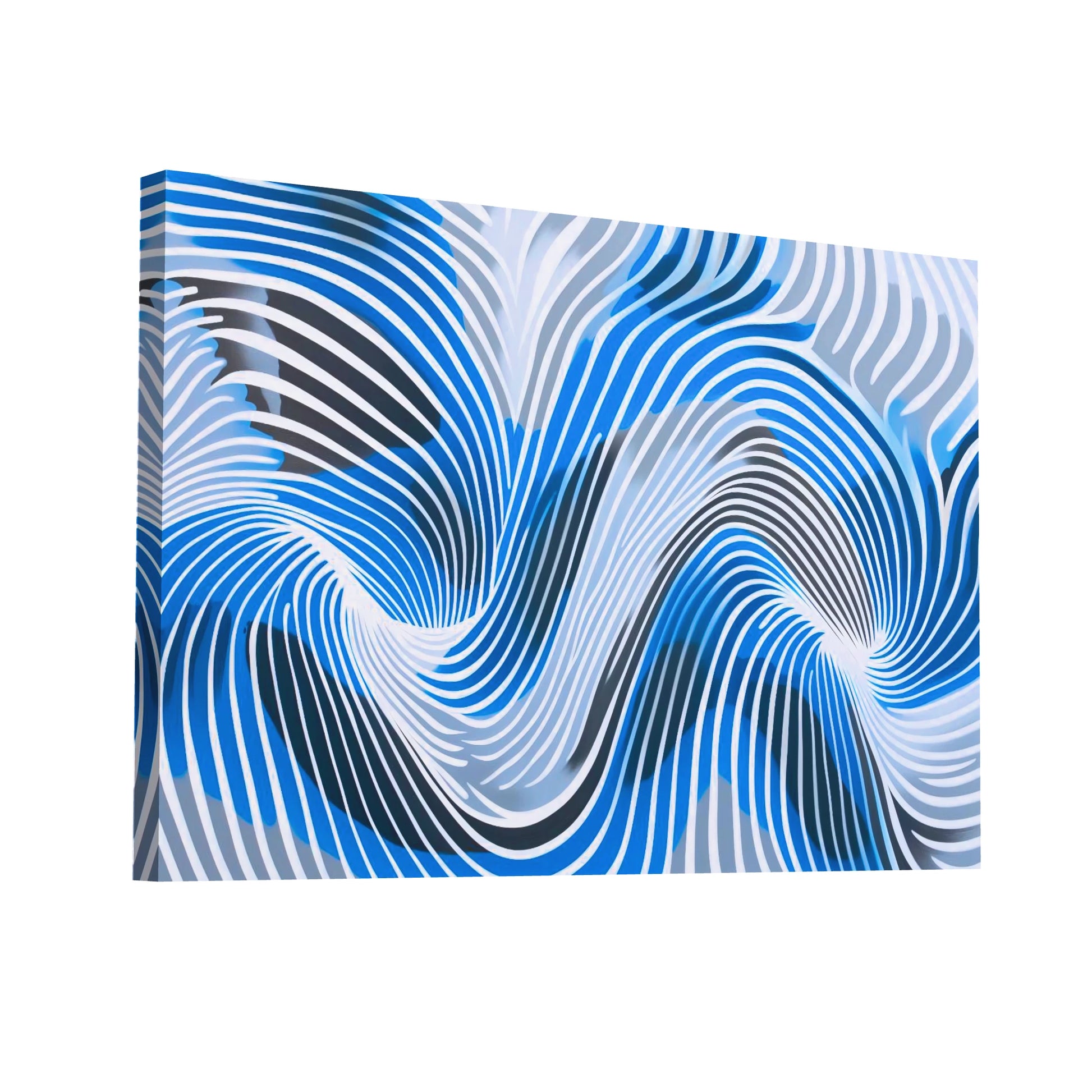 Product Hero 3D WebP Tableau Abstrait Bleu Gris - Op Art - Art Virtuoso