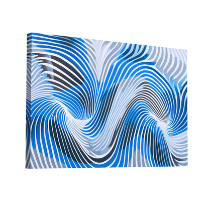 Product Hero 3D WebP Tableau Abstrait Bleu Gris - Op Art - Art Virtuoso
