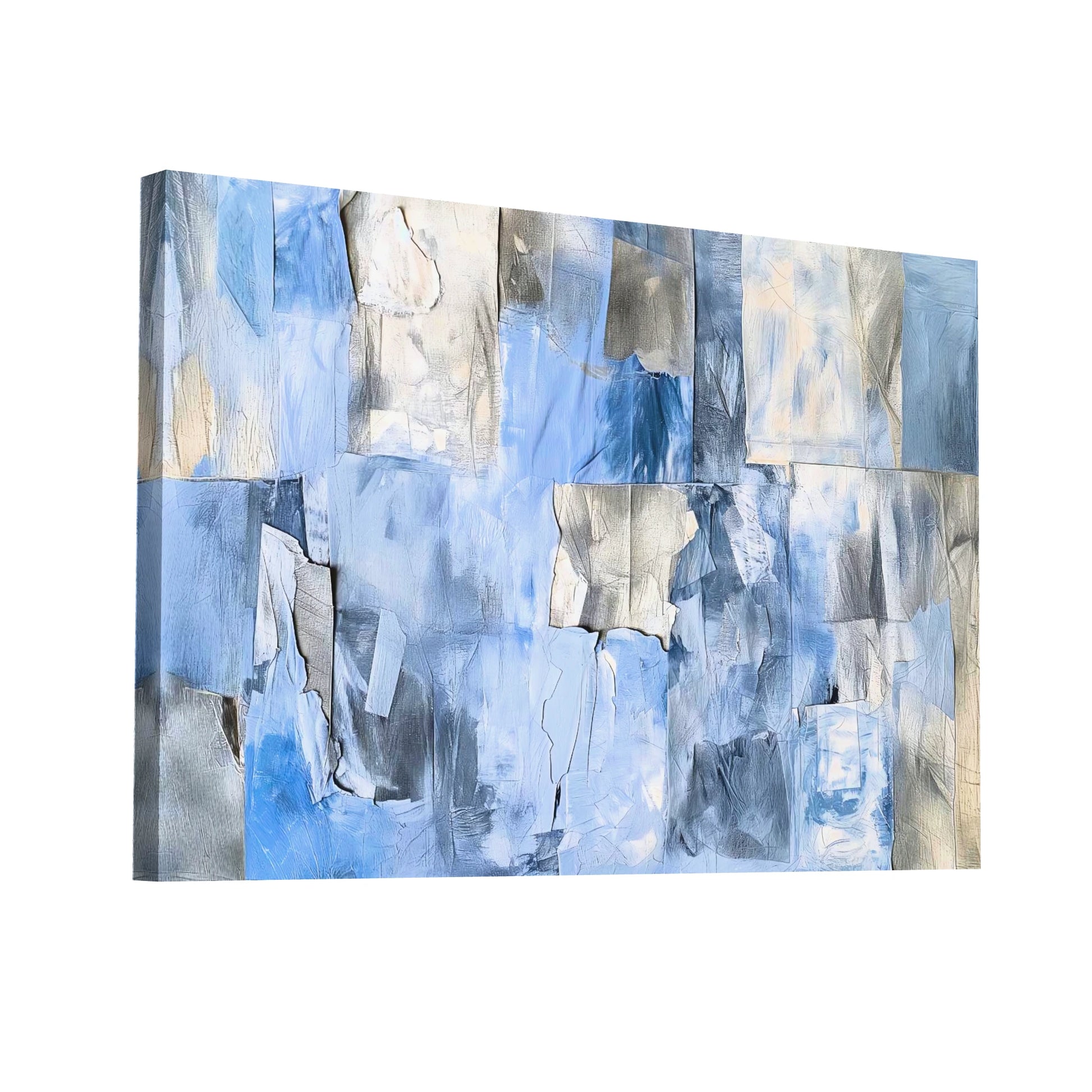 Product Hero 3D WebP Tableau Abstrait Bleu Gris - Color Field Painting - Art Virtuoso