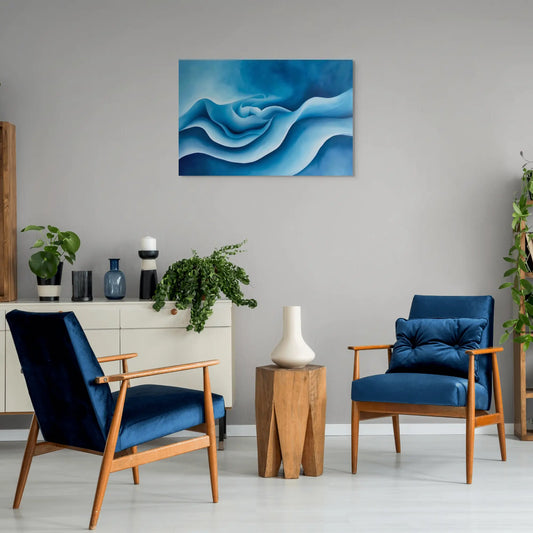 Tableau Abstrait Bleu - Oasis de Tranquillité  Art Virtuoso