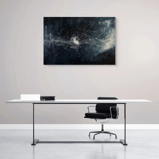Tableau Abstrait Contemporain en Noir et Blanc Affiches, reproductions et œuvres graphiques Art Virtuoso