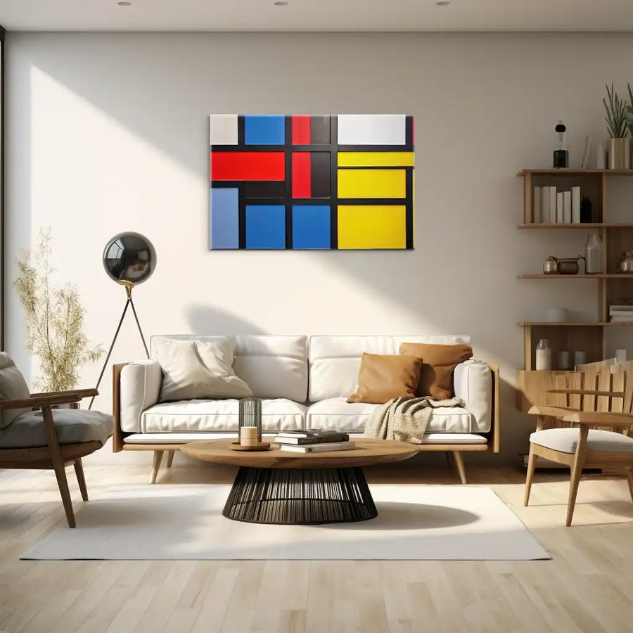 Tableau Abstrait Géométrique Moderne - Style Mondrian