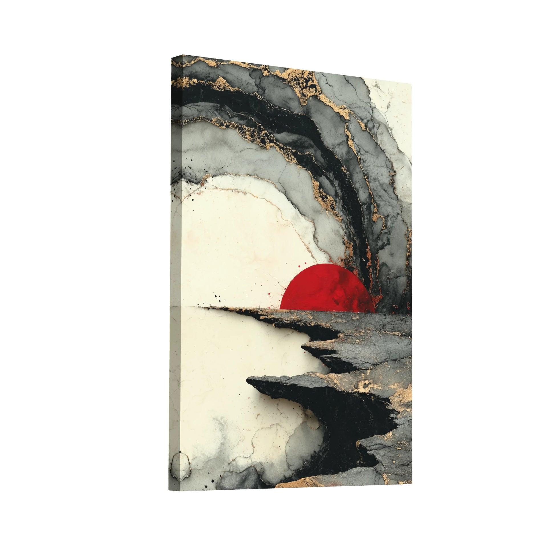 Product Hero 3D WebP Tableau Abstrait Japonais – Marée Minérale au Soleil - Art Virtuoso