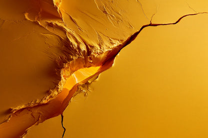 Tableau abstrait jaune fissuré horizontal en format M aux nuances safran Art Virtuoso