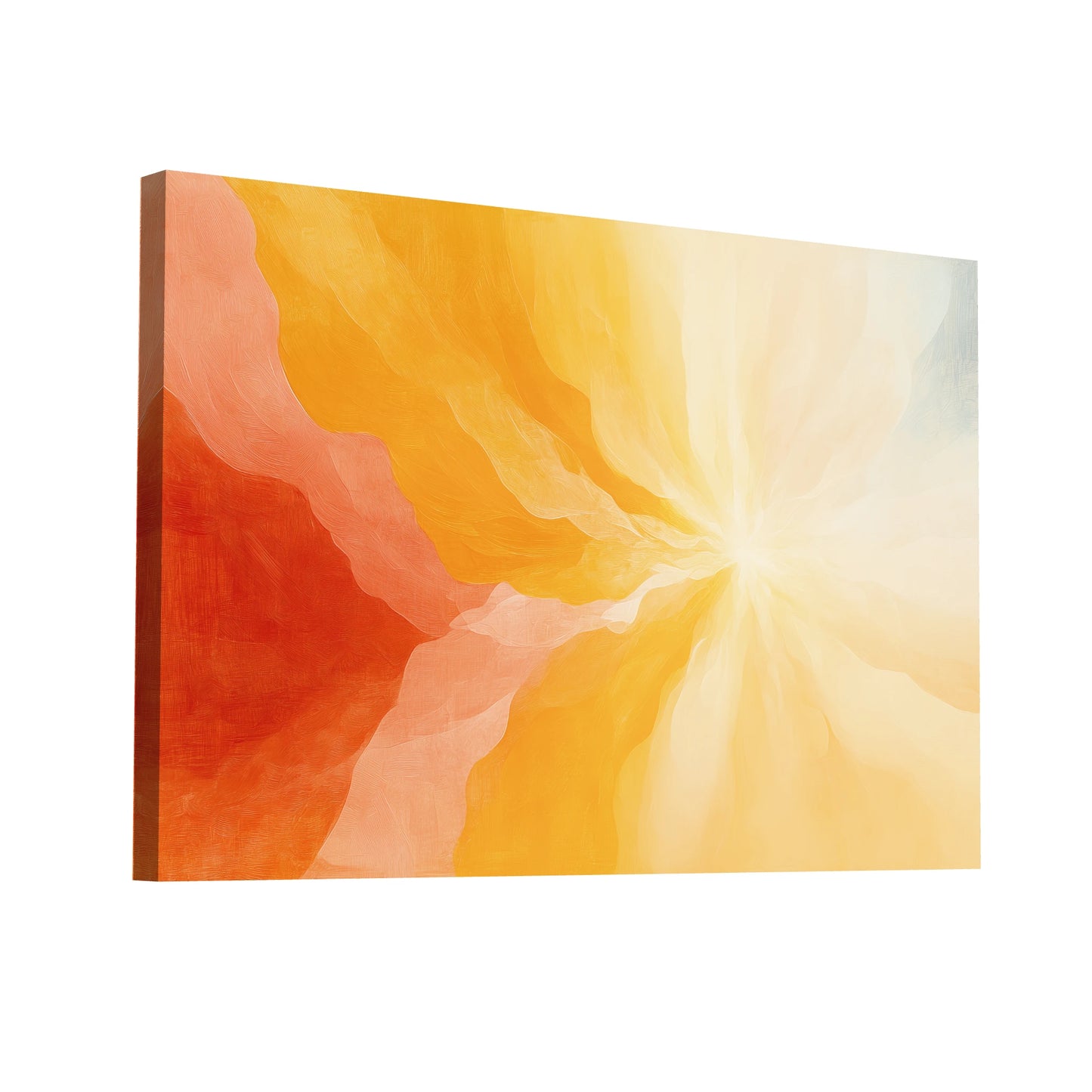 Product Hero 3D WebP Tableau Abstrait Jaune Rouge : Explosion Solaire - Art Virtuoso