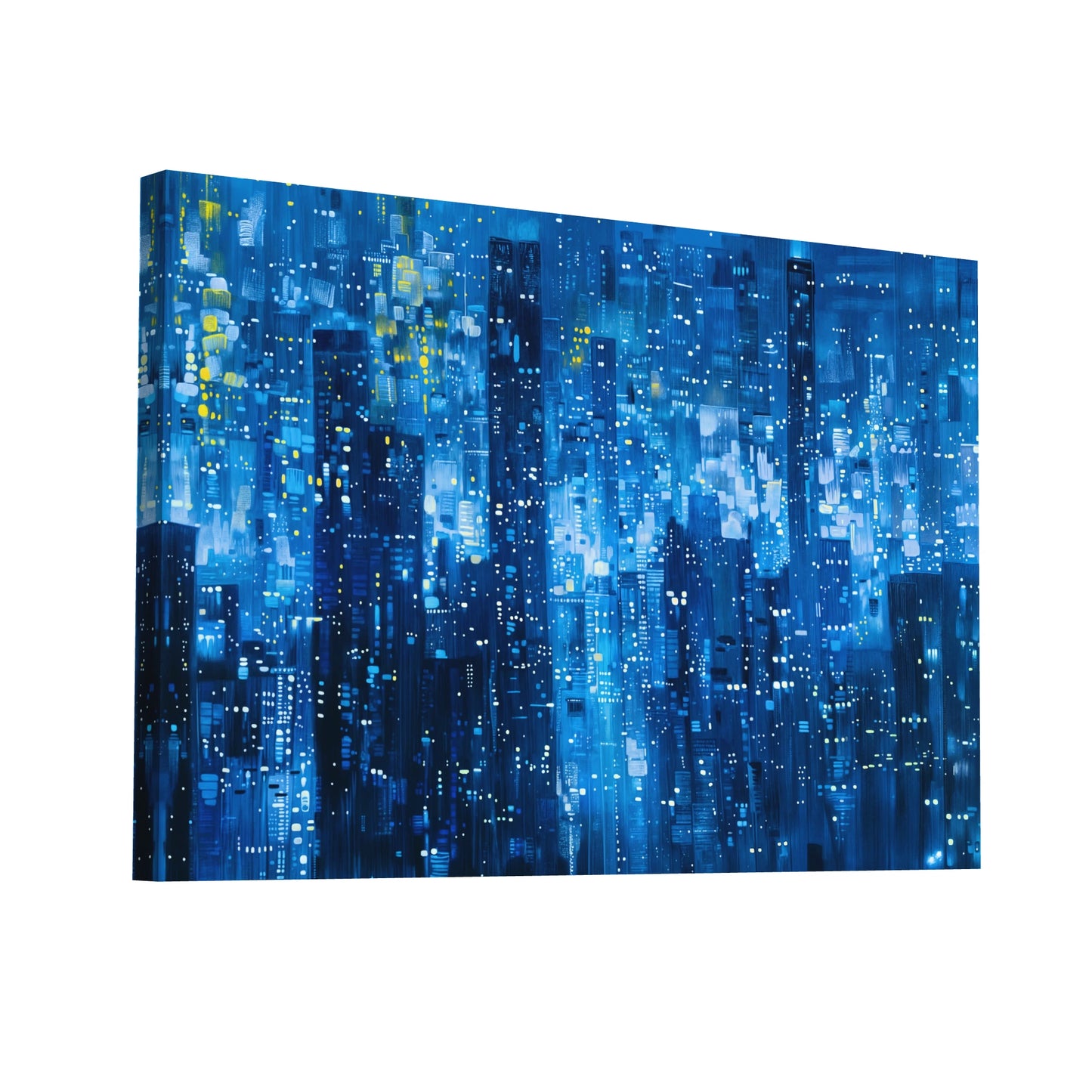 Product Hero 3D WebP Tableau Abstrait Moderne Bleu - Ville Nocturne - Art Virtuoso