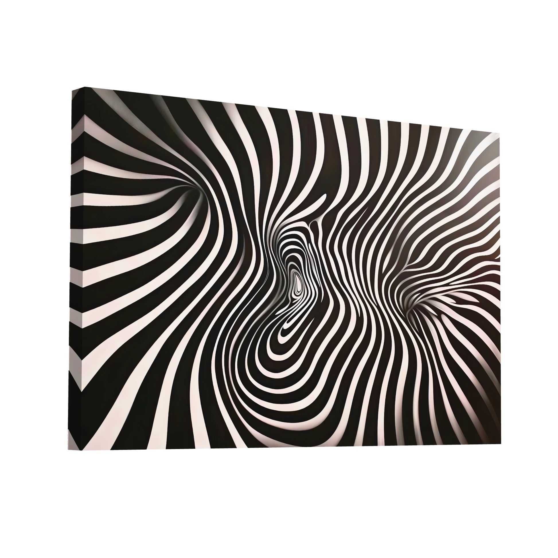 Product Hero 3D WebP Tableau Abstrait Noir et Blanc - Mouvement Op Art - Art Virtuoso