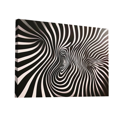 Product Hero 3D WebP Tableau Abstrait Noir et Blanc - Mouvement Op Art - Art Virtuoso