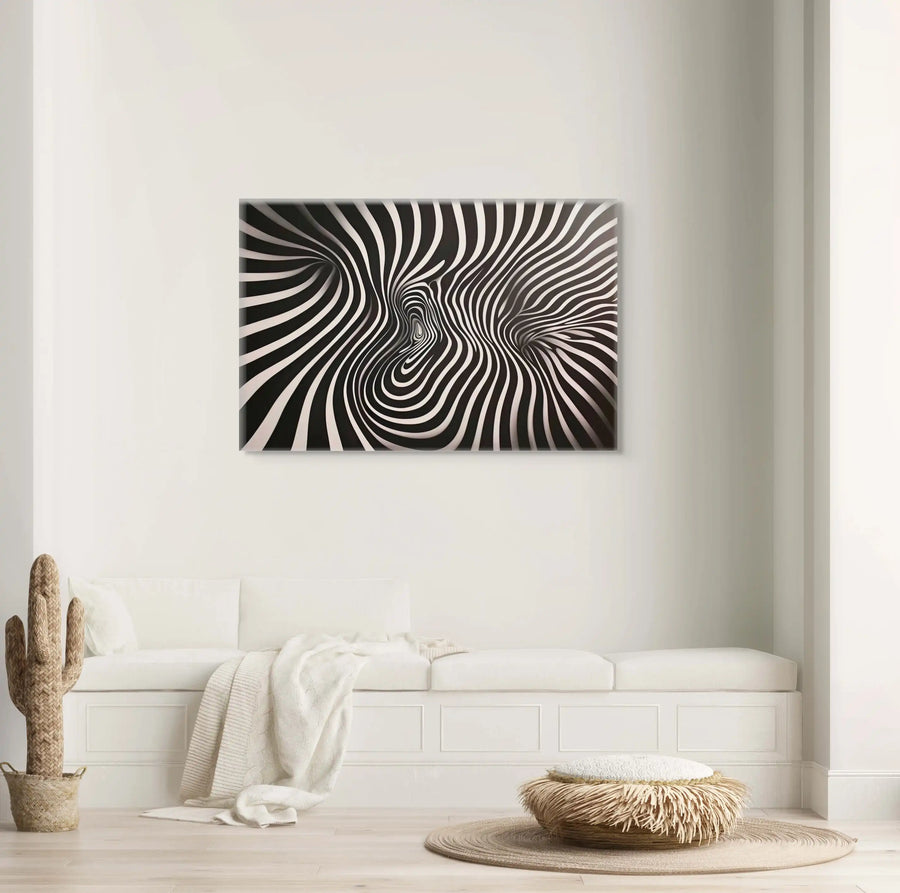 Tableau Abstrait Noir et Blanc - Mouvement Op Art
