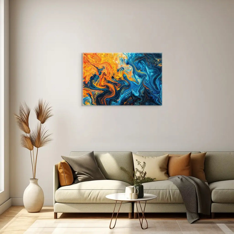 Orange and Blue Abstract Canvas Print — Contemporary Dynamism — Art Virtuoso