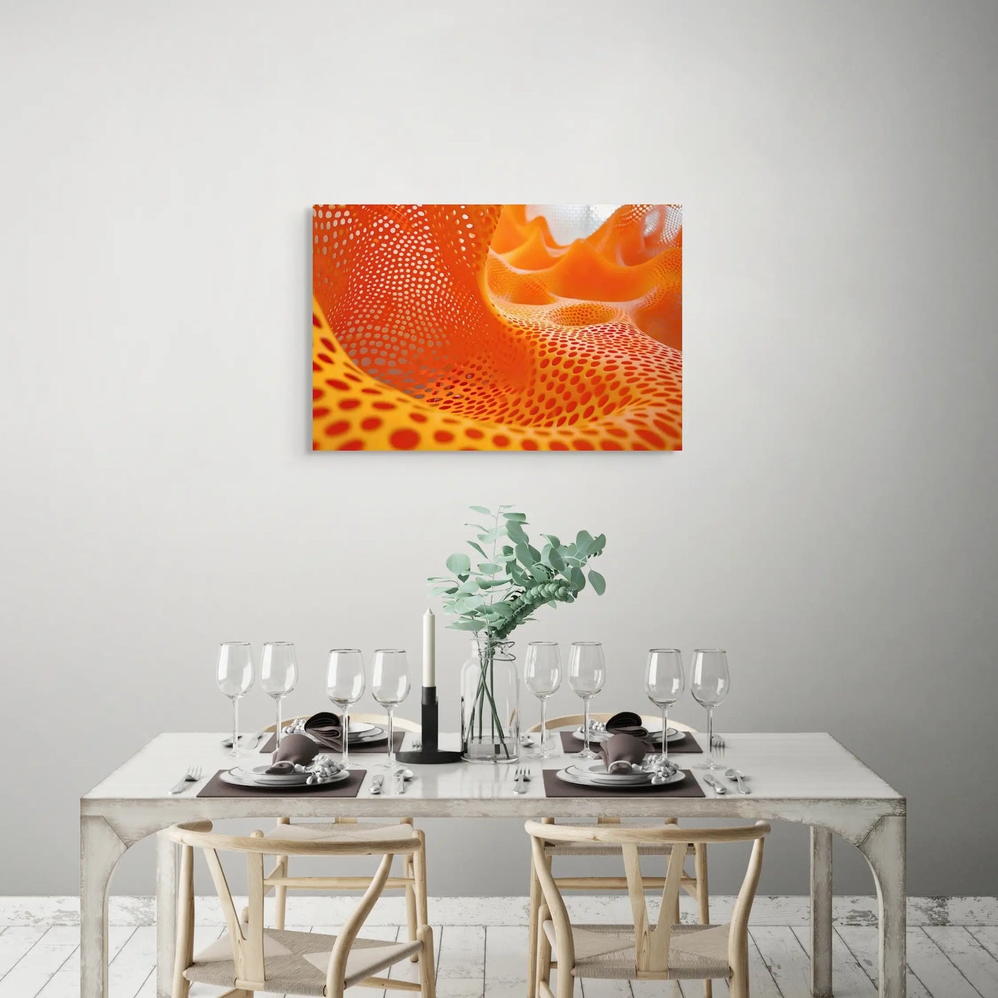 Tableau Abstrait Orange - Ondes de Chaleur  Art Virtuoso   