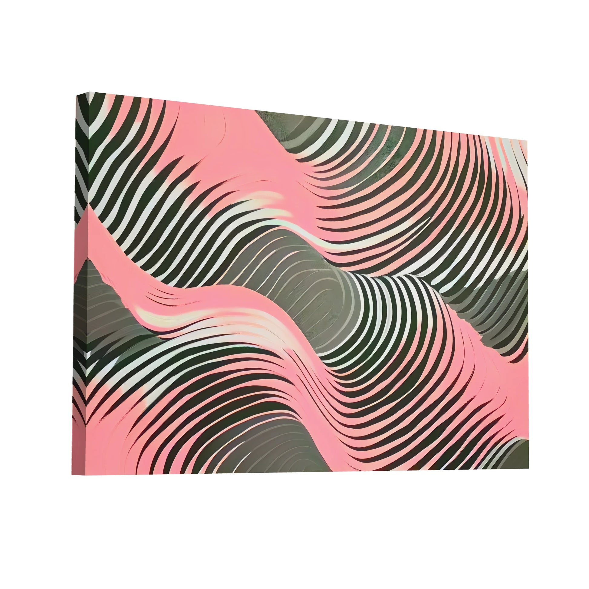 Product Hero 3D WebP Tableau Abstrait Rose et Gris - Op Art Contemporain - Art Virtuoso