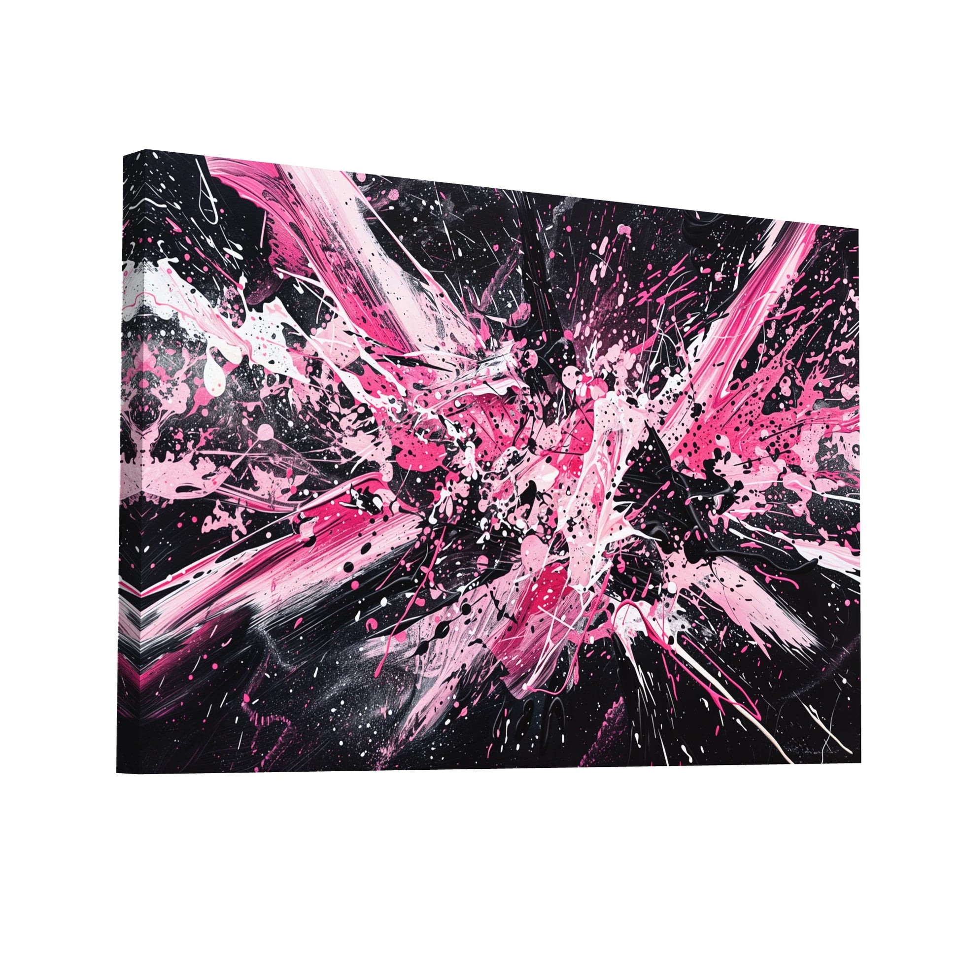 Product Hero 3D WebP Tableau Abstrait Rose et Noir Contemporain - Art Virtuoso