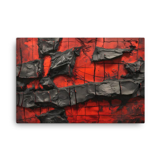 Tableau Abstrait Rouge et Noir - Passion Incandescente