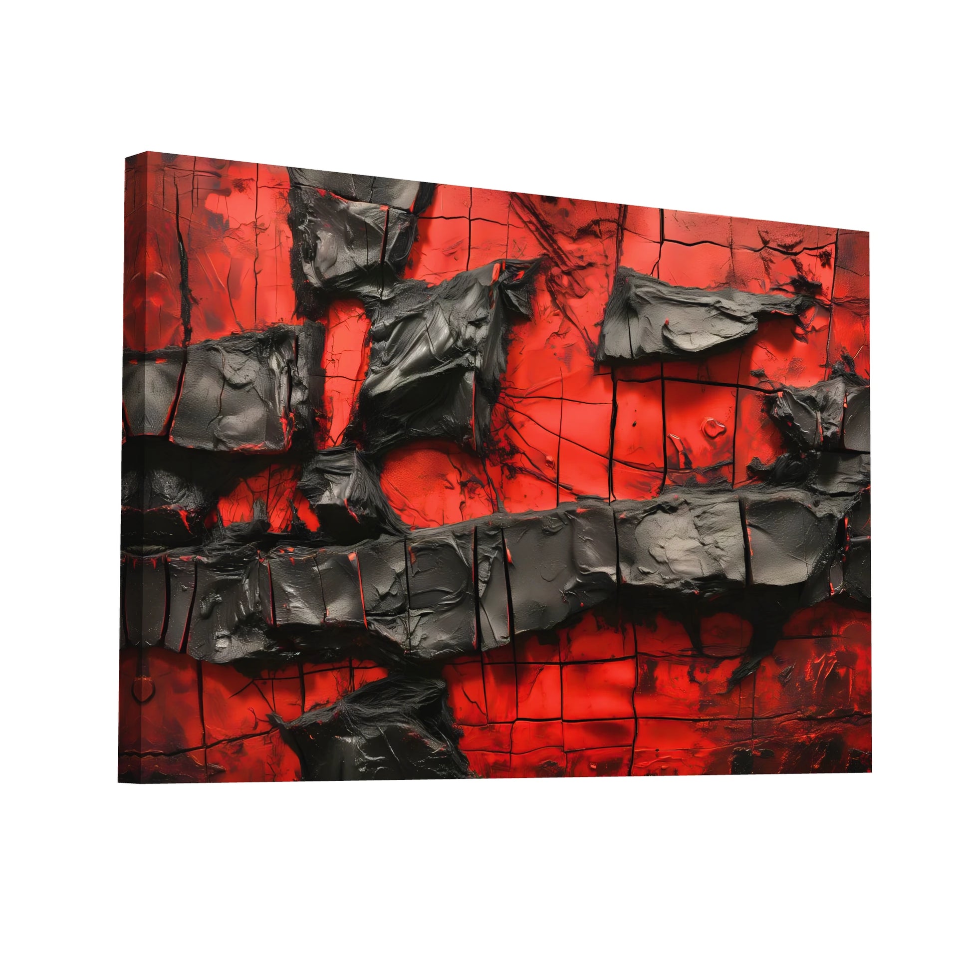 Product Hero 3D WebP Tableau Abstrait Rouge et Noir - Passion Incandescente - Art Virtuoso