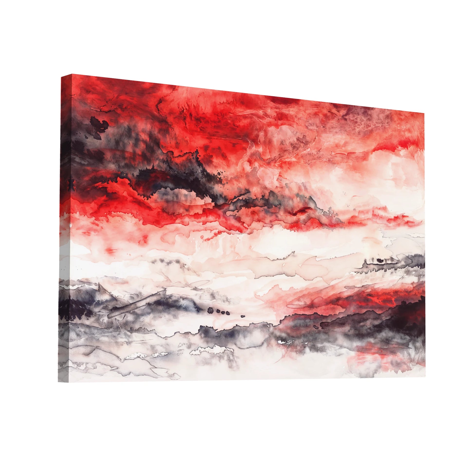 Product Hero 3D WebP Tableau Abstrait Rouge Noir Gris Blanc - Fusion Rougeoyante - Art Virtuoso