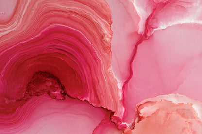 Tableau Abstrait Topographique Rose, des courbes topographiques qui dessinent un territoire imaginaire dans plusieurs roses, format M - Art Virtuoso