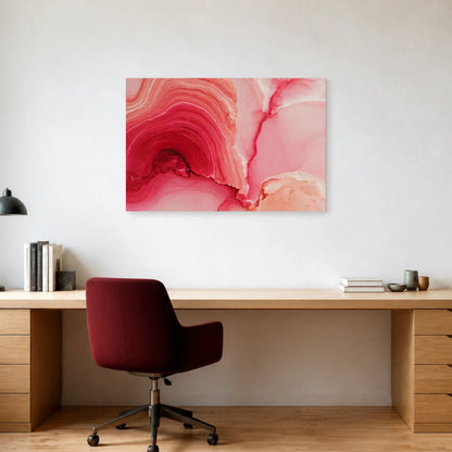 Tableau Abstrait Topographique Rose présenté dans un bureau - Art Virtuoso