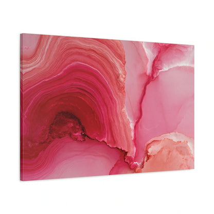 Tableau Abstrait Topographique Rose, vue latérale de la toile avec bords imprimés - Art Virtuoso