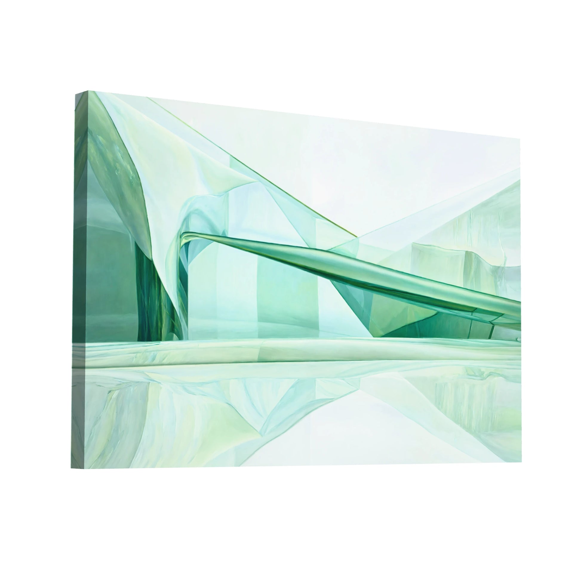 Product Hero 3D WebP Tableau Abstrait Vert d'Eau - Sérénité - Art Virtuoso