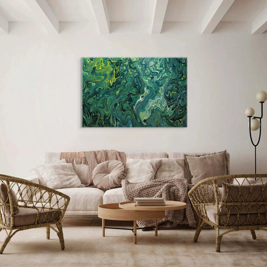 Tableau Abstrait Vert et Bleu Contemporain Art Virtuoso
