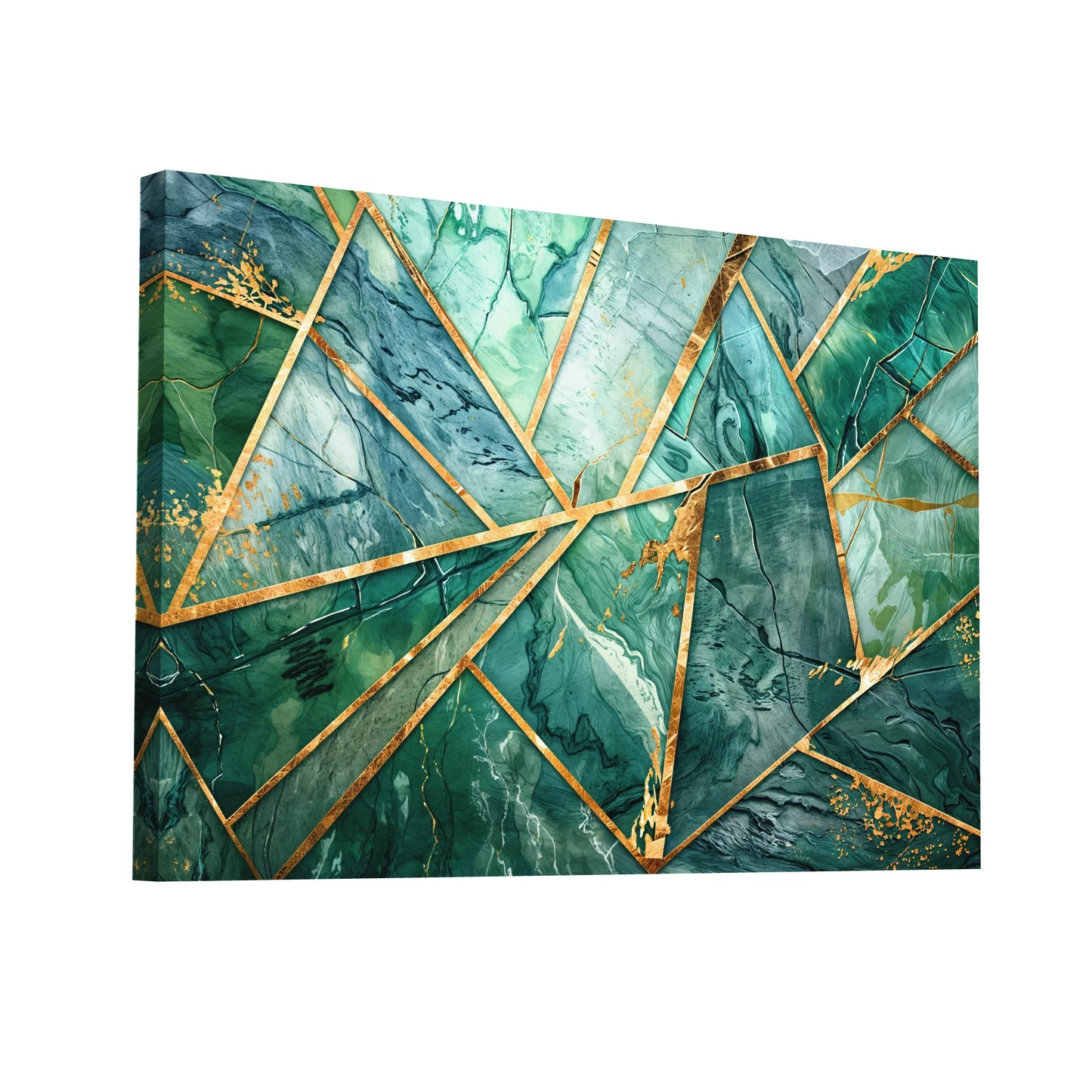 Product Hero 3D WebP Tableau Abstrait Vert et Or - Art Virtuoso