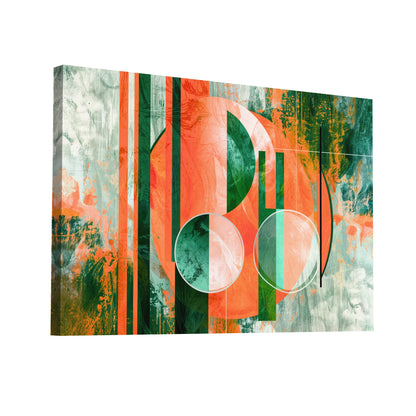 Product Hero 3D WebP Tableau Abstrait Vert Orange Contemporain - Art Virtuoso