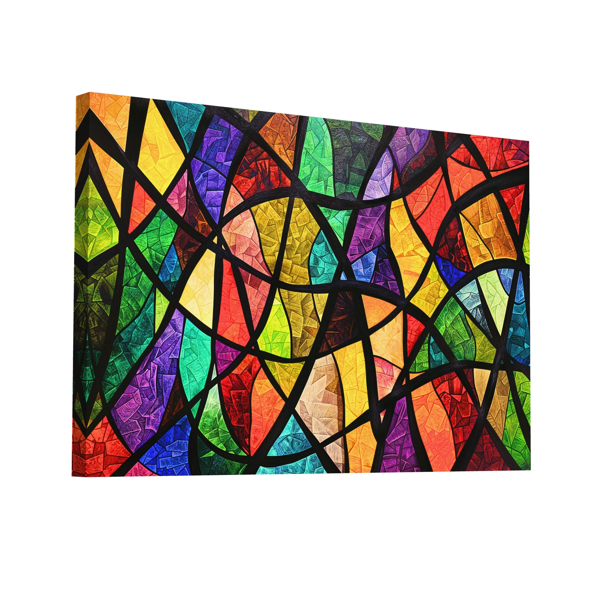 Product Hero 3D WebP Tableau Abstrait - Vitrail Contemporain - Art Virtuoso