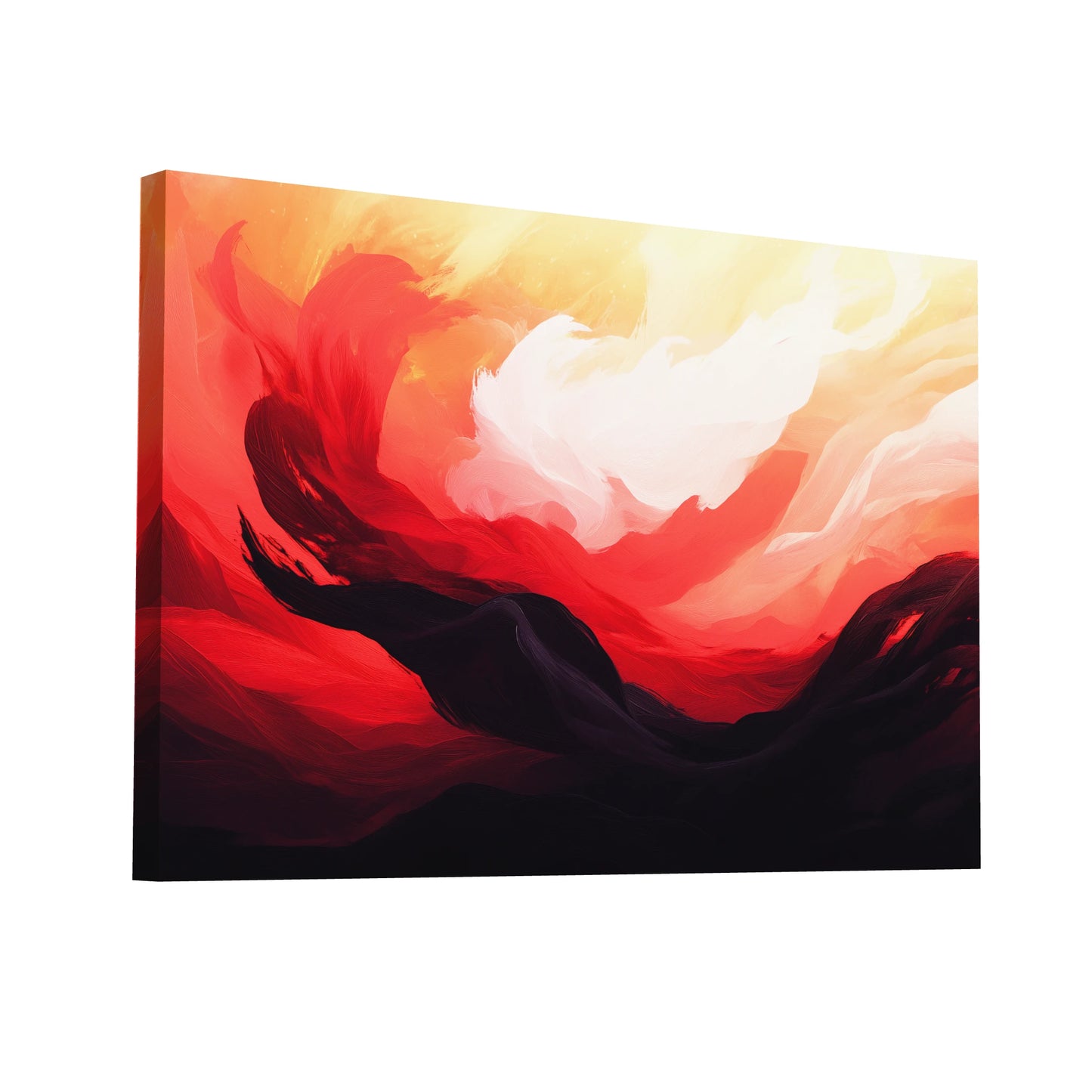 Product Hero 3D WebP Tableau Acrylique Rouge - Crépuscule Volcanique - Art Virtuoso